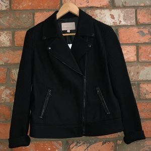 NWT Banana Republic Black Wool Moto Jacket Crop